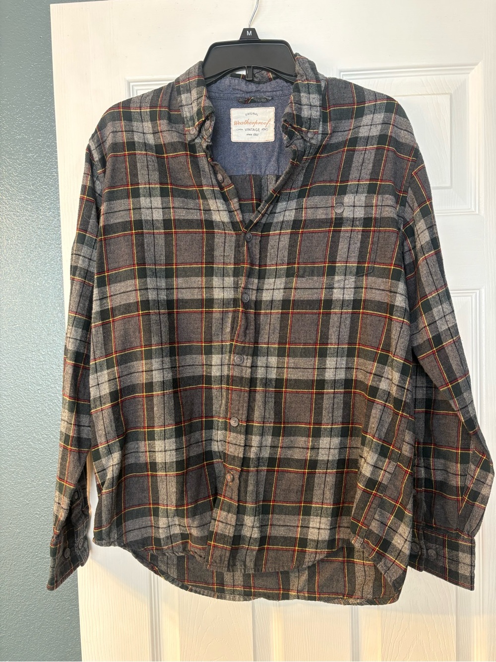 ⭐️5/$15! Weatherproof Vintage Men’s Green Plaid Flannel